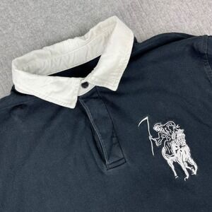 Lurking Class Rugby Shirt Mens Size M Black Grim Reaper Long Sleeve Polo